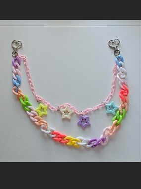 Pastel Rainbow Star Chain For Jeans - Pink